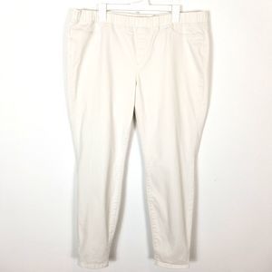Eileen Fisher Women Organic Cotton Pull On Pants Size XL Ivory Ankle Pockets